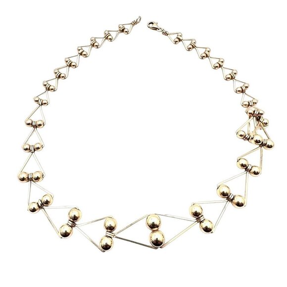 Vintage Womens Necklace Mid Century Modern Gold Filled Bead Necklace Estate Find - Picture 1 of 4